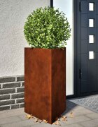 vidaXL Градински саксии 2 бр. триъгълни 50x43x75 см Изветряла стомана