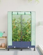 vidaXL Градински саксийник с покривало за парник и колела 2 бр. ПП