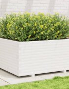 vidaXL Градински сандък бял 100x100x495см масивна борова дървесина