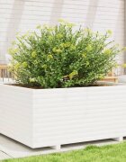 vidaXL Градински сандък бял 110x110x495см масивна борова дървесина