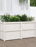 vidaXL Градински сандък бял 150x50x70 см борово дърво масив