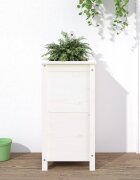 vidaXL Градински сандък бял 40x40x78 см масивна борова дървесина
