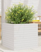 vidaXL Градински сандък бял 50x50x455 см масивна борова дървесина