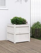 vidaXL Градински сандък бял 50x50x50 см борово дърво масив