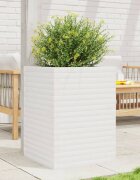 vidaXL Градински сандък бял 50x50x685 см масивна борова дървесина