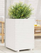 vidaXL Градински сандък бял 50x50x72 см масивна борова дървесина
