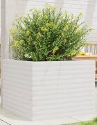 vidaXL Градински сандък бял 60x60x455 см масивна борова дървесина