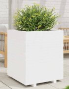 vidaXL Градински сандък бял 60x60x725 см масивна борова дървесина