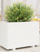 vidaXL Градински сандък бял 70x40x495 см масивна борова дървесина