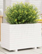 vidaXL Градински сандък бял 70x40x495 см масивна борова дървесина