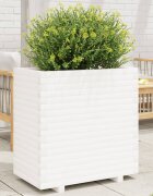 vidaXL Градински сандък бял 70x40x725 см масивна борова дървесина