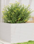 vidaXL Градински сандък бял 70x70x455 см масивна борова дървесина