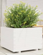 vidaXL Градински сандък бял 70x70x495 см масивна борова дървесина
