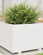 vidaXL Градински сандък бял 70x70x495 см масивна борова дървесина