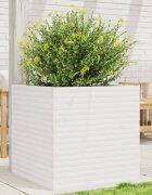 vidaXL Градински сандък бял 70x70x685 см масивна борова дървесина