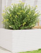 vidaXL Градински сандък бял 80x80x455 см масивна борова дървесина
