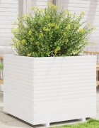 vidaXL Градински сандък бял 80x80x72 см масивна борова дървесина