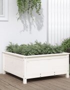 vidaXL Градински сандък бял 825x825x39 см масивно борово дърво