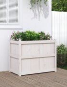 vidaXL Градински сандък бял 90x50x70 см бор масив