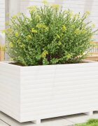 vidaXL Градински сандък бял 90x60x495 см масивна борова дървесина