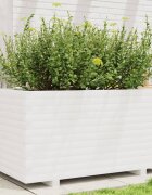 vidaXL Градински сандък бял 90x60x495 см масивна борова дървесина