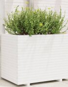 vidaXL Градински сандък бял 90x60x72 см бор масив