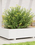 vidaXL Градински сандък бял 90x90x265 см масивна борова дървесина