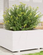vidaXL Градински сандък бял 90x90x495 см масивна борова дървесина