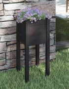 vidaXL Градински сандък черен 31x31x70 см борово дърво масив