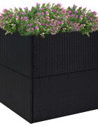 vidaXL Градински сандък черен 80x80x80 см полиратан