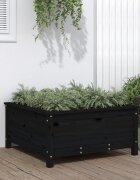 vidaXL Градински сандък черен 825x825x39 см бор масив