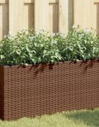 vidaXL Градински сандък с 2 саксии кафяв 90x20x40 см полиратан