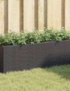 vidaXL Градински сандък с 3 саксии черен 105x30x32 см полиратан