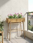 vidaXL Градински сандък с държач Естествен 100 x 38 x 114 см Бамбук