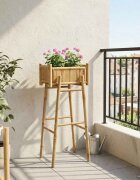 vidaXL Градински сандък с държач Естествен 50 x 38 x 114 см Бамбук