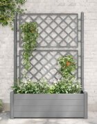 vidaXL Градински сандък с пергола 100x43x142 см РР сив камък
