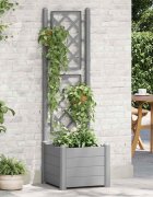 vidaXL Градински сандък с пергола 43x43x142 см РР сив камък