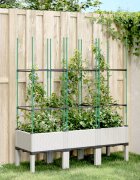 vidaXL Градински сандък с пергола бял 120x40x1425 см PP