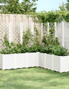 vidaXL Градински сандък с пергола бял 160x160x140 см PP