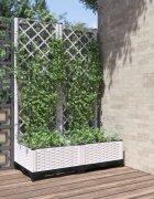 vidaXL Градински сандък с пергола бял 80x40x1215 см PP