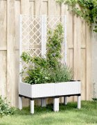 vidaXL Градински сандък с пергола бял 80x40x142 см PP