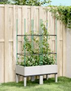 vidaXL Градински сандък с пергола бял 80x40x1425 см PP
