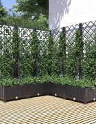 vidaXL Градински сандък с пергола черен 120x120x1215 см PP