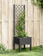 vidaXL Градински сандък с пергола черен 40x40x142 см PP