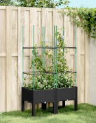 vidaXL Градински сандък с пергола черен 80x40x1425 см PP