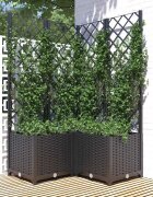 vidaXL Градински сандък с пергола черен 80x80x136 см PP