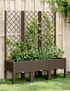 vidaXL Градински сандък с пергола кафяв 120x40x142 см PP