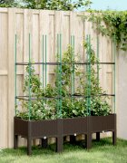 vidaXL Градински сандък с пергола кафяв 120x40x1425 см PP