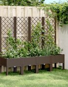 vidaXL Градински сандък с пергола кафяв 160x40x142 см PP