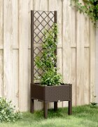 vidaXL Градински сандък с пергола кафяв 40x40x142 см PP